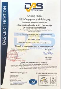Chứng nhận chất lượng tấm nhựa Polycarbonate Việt Nhật